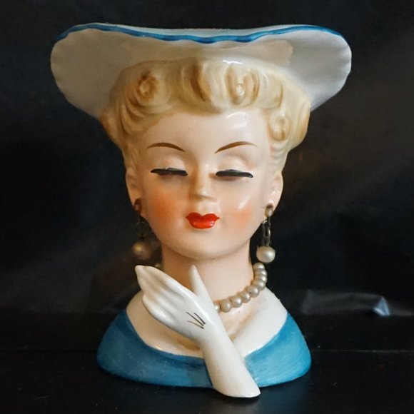 NAPCO Accents Antique Lady Head Vase Planter Napco Ceramic Japan